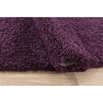 Oxford OXF00 Plain Plush Soft Stain-Resistant Textured Polypropylene Shaggy Violet Round Rug-Desire Rugs-Rug Love - The Most Loved Rug Store